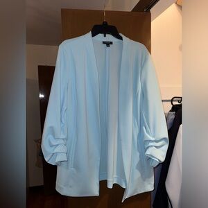Alfani light blue, turquoise ruched sleeved blazer jacket size large